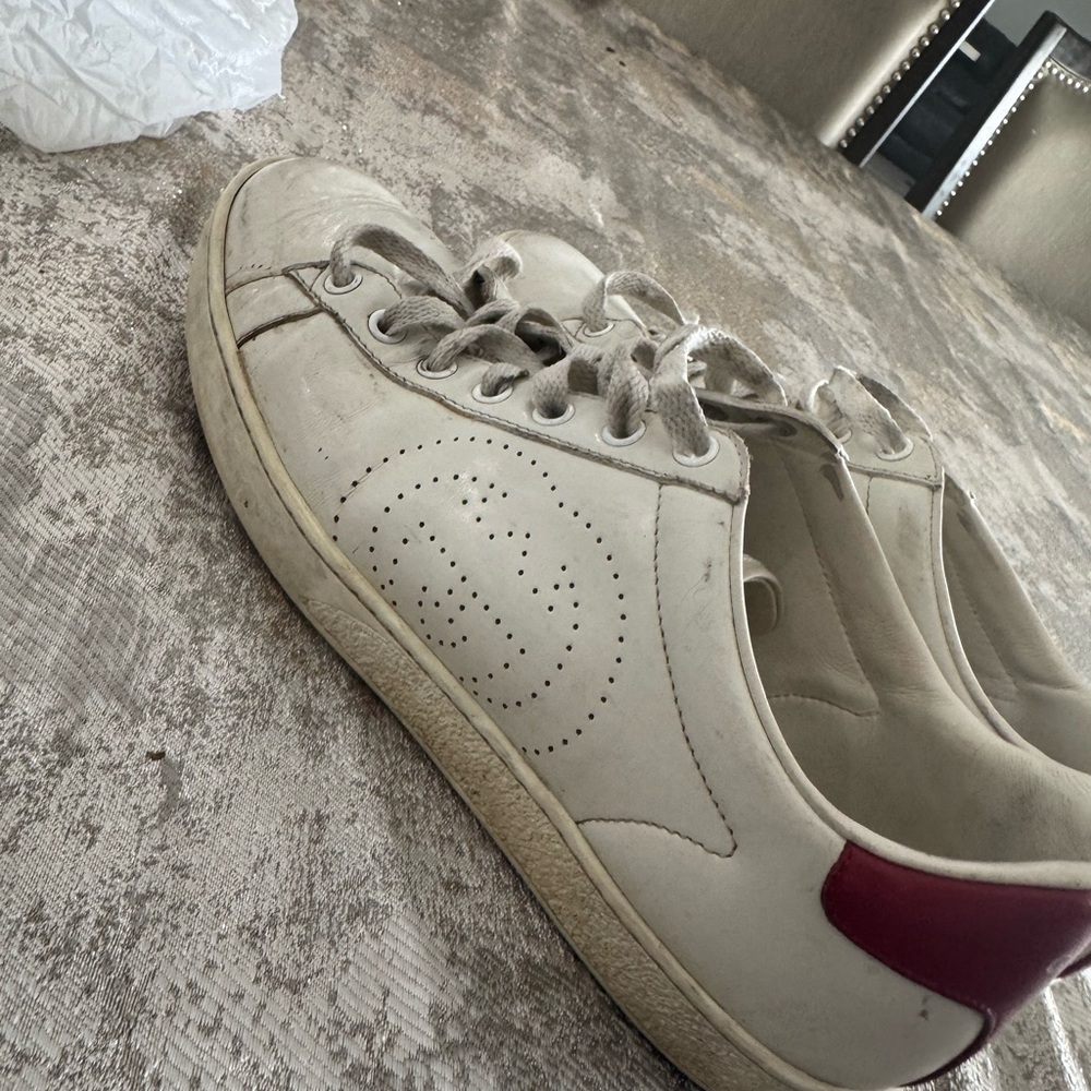 Gucci Cream and Red Athletic Sneakers